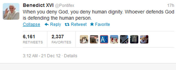 pope tweet: atheists ‘deny human dignity’ - national atheism 